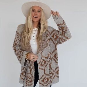 POL Aztec Geometric Oversized Chunky Knit Cardigan Size Small NWT